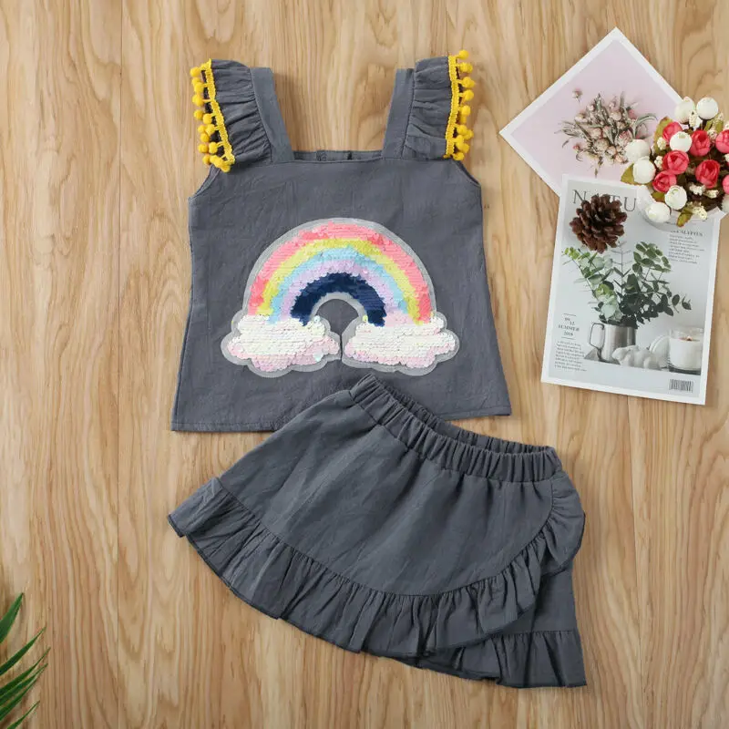 2 шт. Радужный жилет и юбка с оборками | Мать ребенок