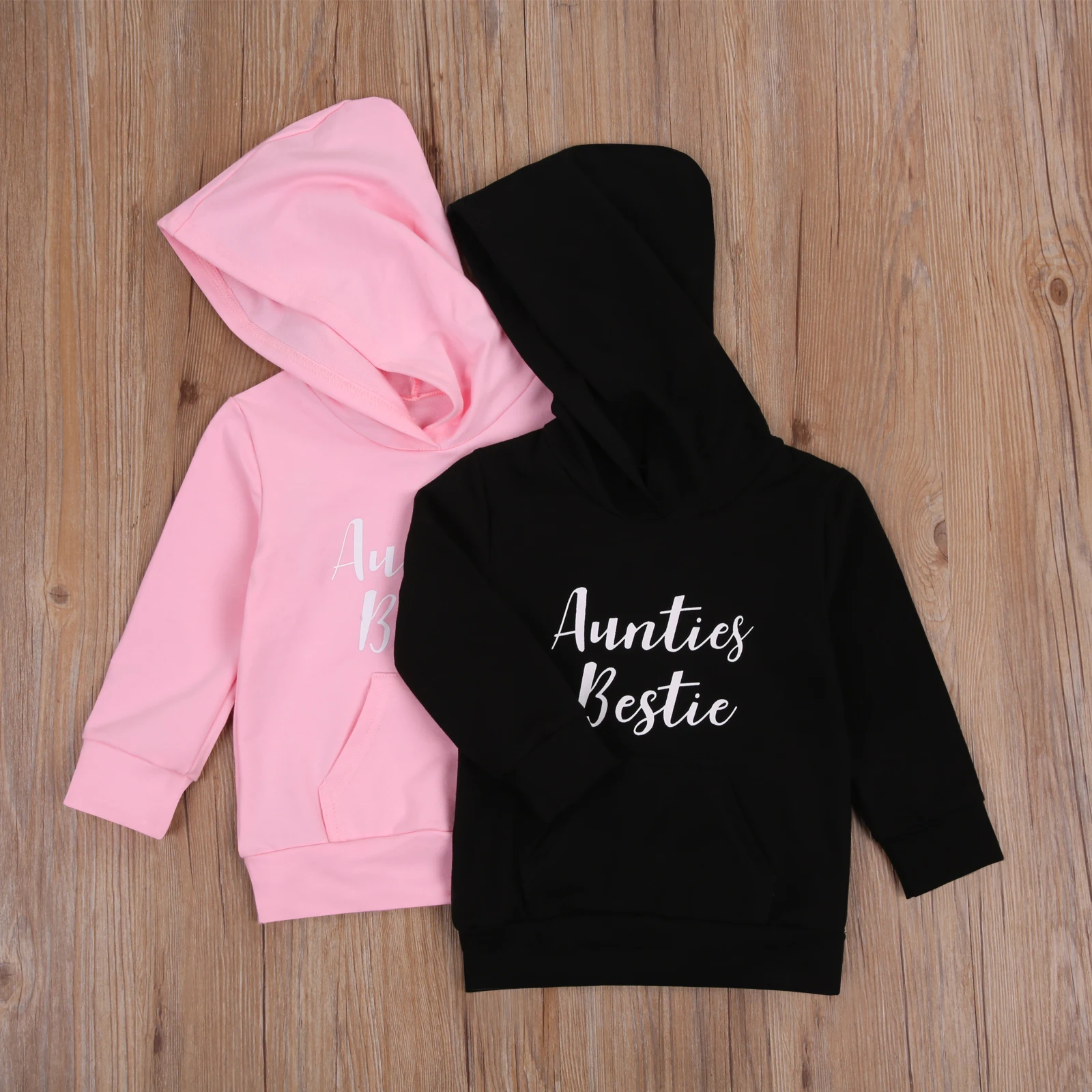 

От 1 до 6 лет Повседневное Малыш для маленьких девочек и мальчиков, спортивный свитер с капюшоном тетушки «Лучшие друзья» с длинными рукавам...