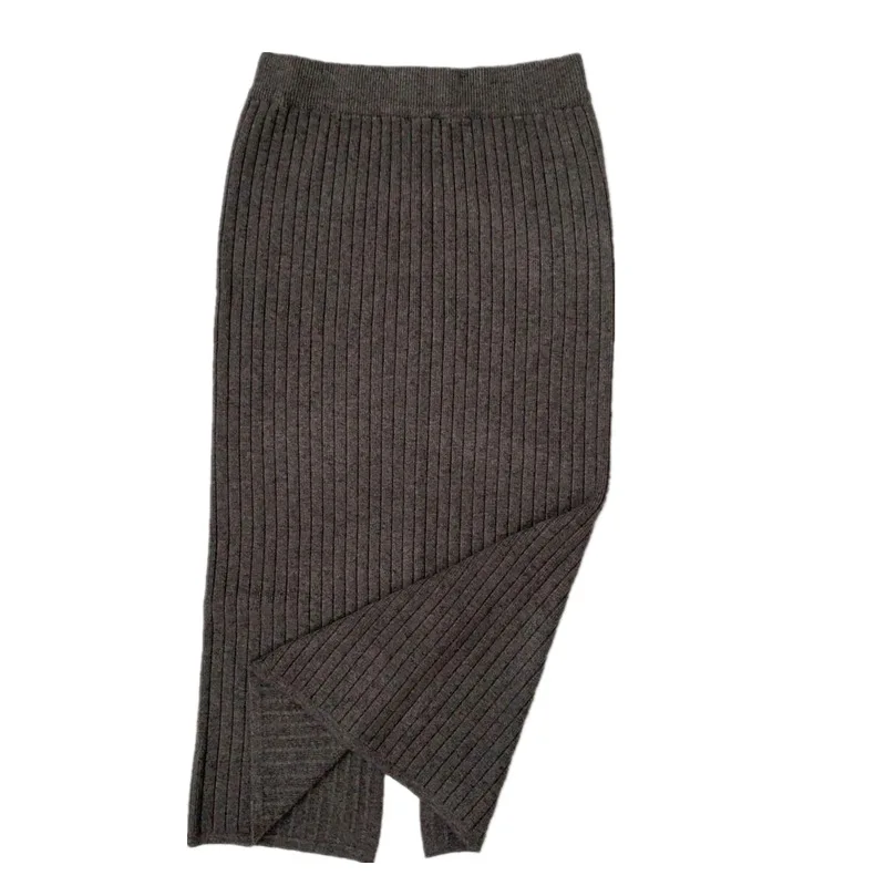 Осенне зимняя трикотажная Женская юбка 2020 Новая повседневная миди с высокой
