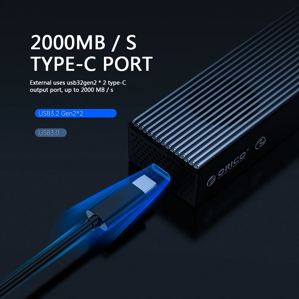 

ORICO LSDT 20Gbps M.2 NVME SSD Case with Built-in Cooling Fan Type-C M2 NVME SSD Enclosure For M.2 NVME 2230 2242 2260 2280 SSD