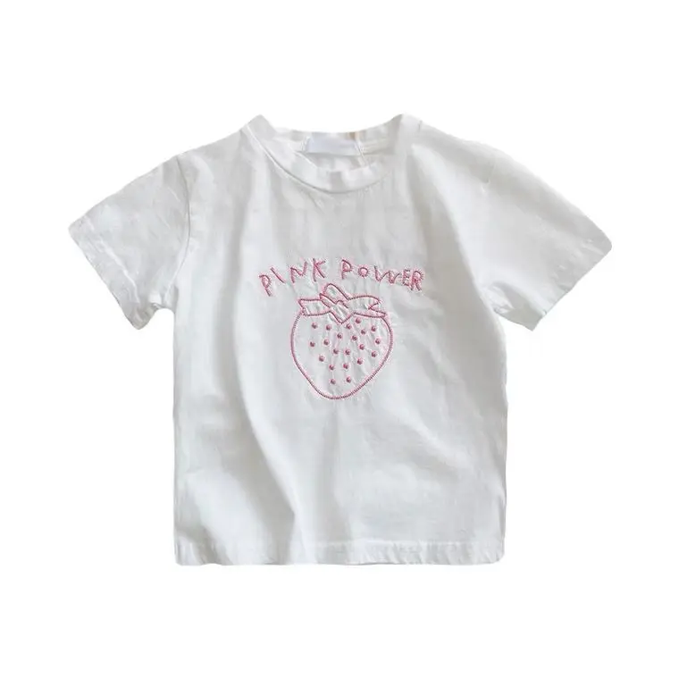 

VIDMID Sweet strawberry children's short sleeve girls T-shirts summer simple versatile girls baby half sleeve cotton tops P5344