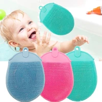 1pc silicone massage bath brush with hook soft exfoliating gloves baby showers cleaning mud dirt remover scrub showers bubble