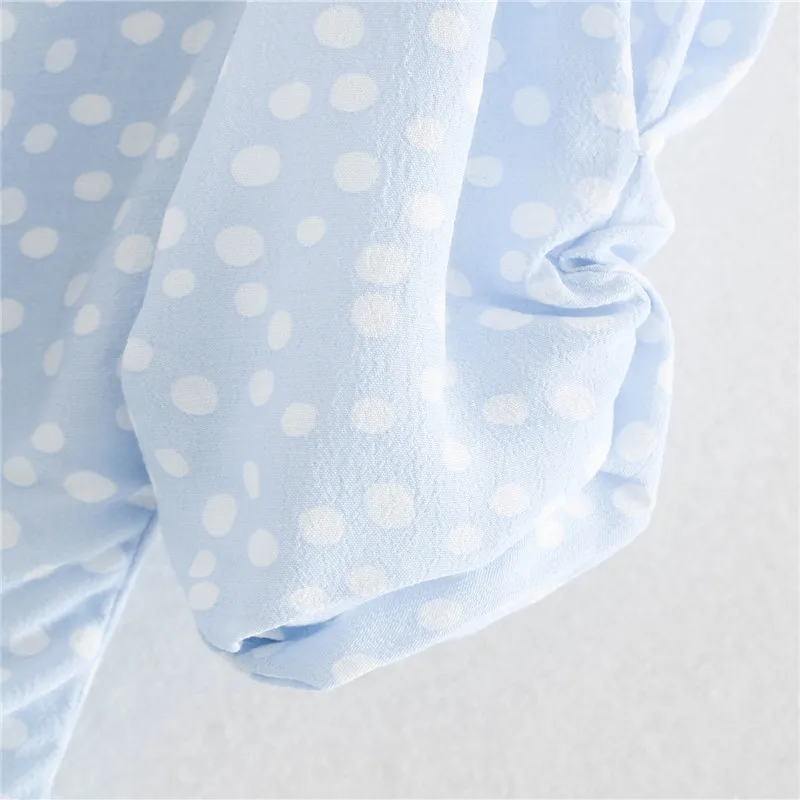 

2020 ZA Polka Dot Folds Mini Dress For Women Short Puff Sleeve Front Gathered Elegant Interior Lining Back Hidden Zip Dresses