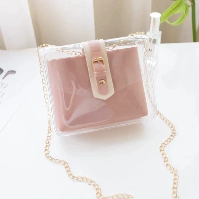 pink Женская прозрачная сумка из ПВХ, сумка-портфель, Модные прозрачные сумки через плечо, женские сумки-мессенджеры, повседневные маленькие сумки для покупок - Цвет: pink