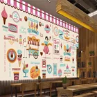 Европейский Сказочный Стиль мультфильм Мороженое Кофейня чайный магазин ресторан промышленный Декор Фон настенная 3D обои