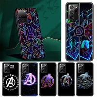 marvel avengers a logo for samsung f22 f32 f42 f52 m12 m62 m1 m02 m60 m31 m40 note 20 10 8 9 pro plus ultra black phone case