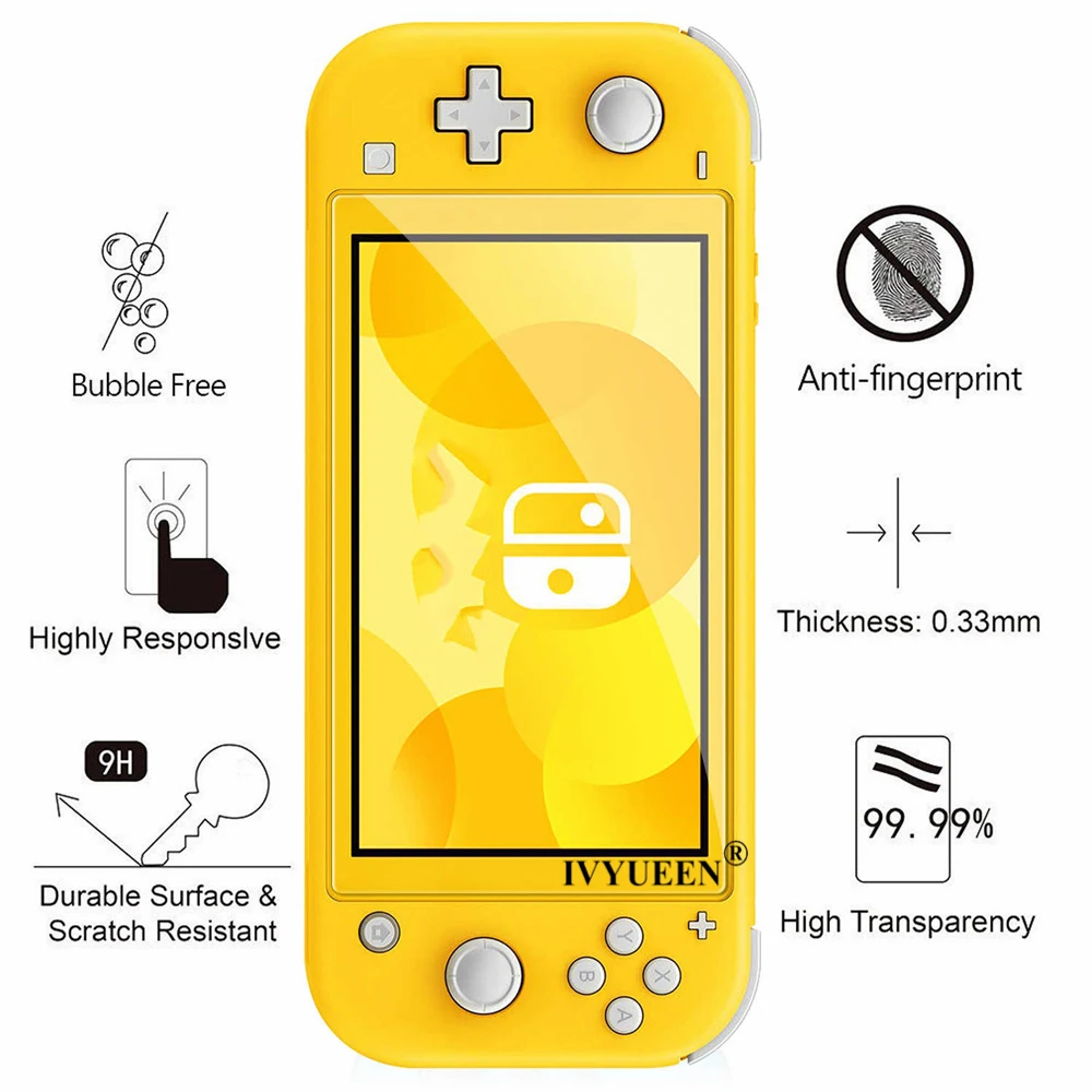 IVYUEEN, закаленное стекло для Kind Switch NS Lite, мини-консоль, 3 упаковки, защита экрана, прозрачная HD Прозрачная пленка против царапин