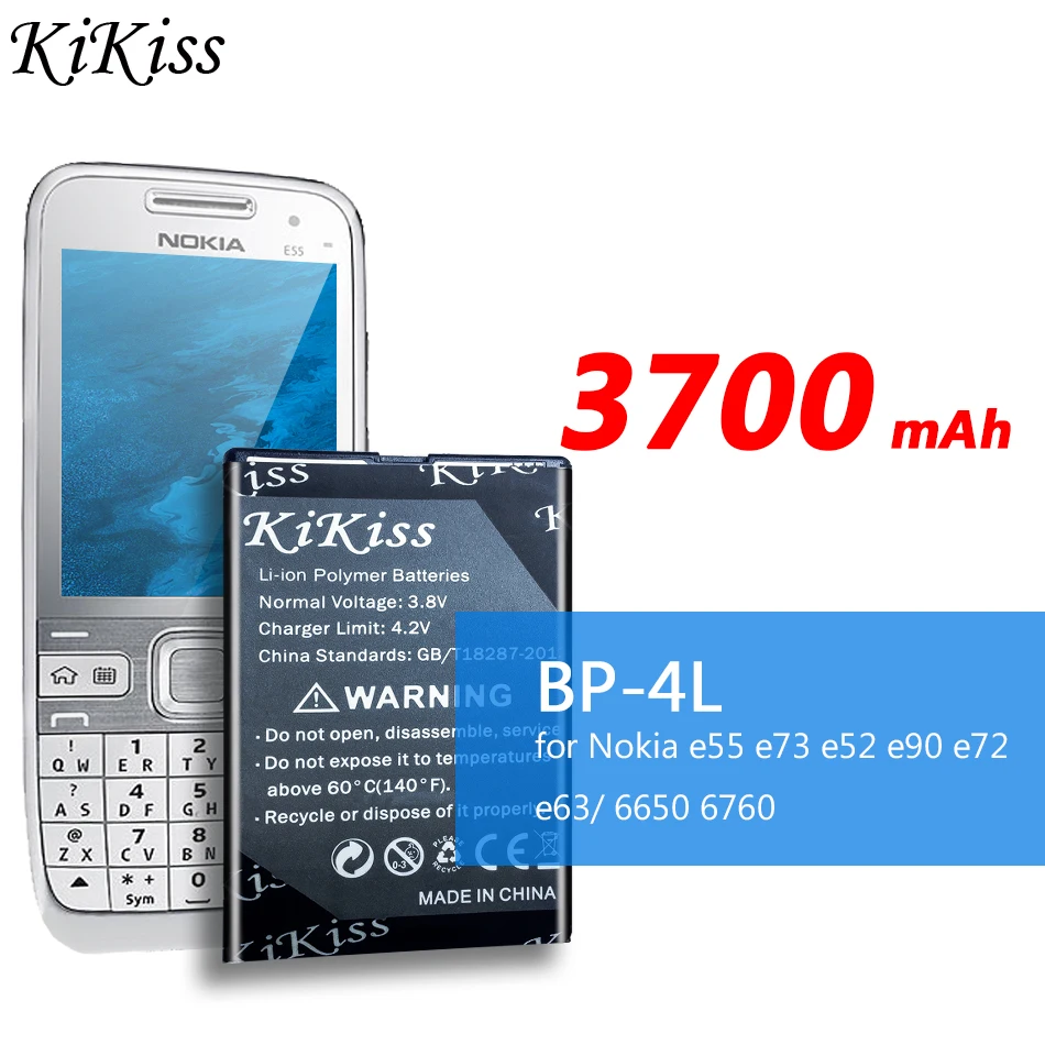 Литий-ионный аккумулятор BP4L BP 4L 3700 мА · ч, BP-4L мАч, для Nokia E61i, N97, E63, E90, E95, N810, E72, E52, E55, E71, 6650F