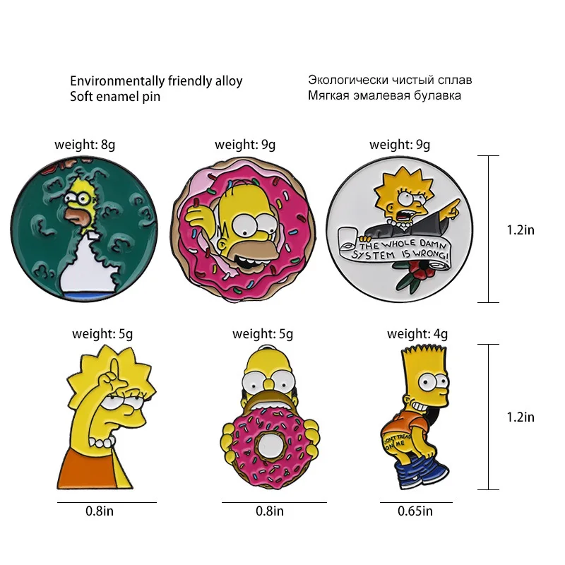 

Funny animation sitcom The Simpson family's oil-dropping alloy enamel brooch backpack clothing pin collar pin, zoo badge