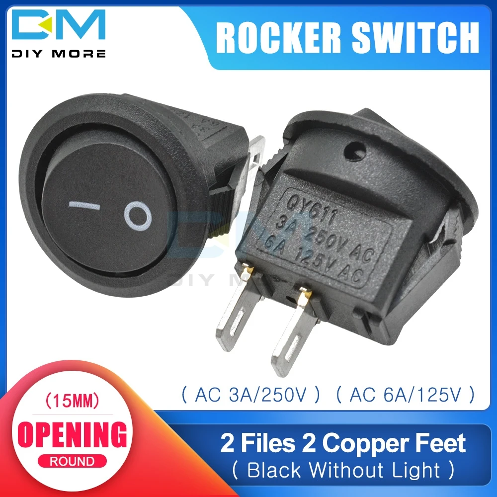 5 шт. KCD1 15 мм маленький круглый 2 Pin 3 Pin 2 файла со светом 3A/250V 6A/125V AC кулисный переключатель Seesaw выключатель питания для приборной панели автомобиля - Цвет: Синий