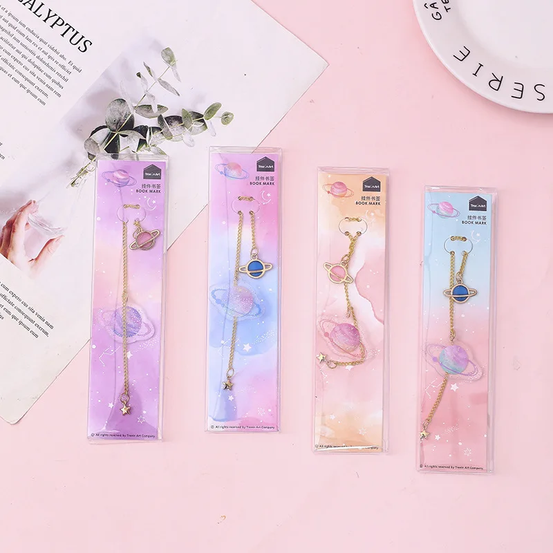 

4 Pcs/Set Creative Star Metal Pendant Bookmark Book Holder Message Card Gift Stationery