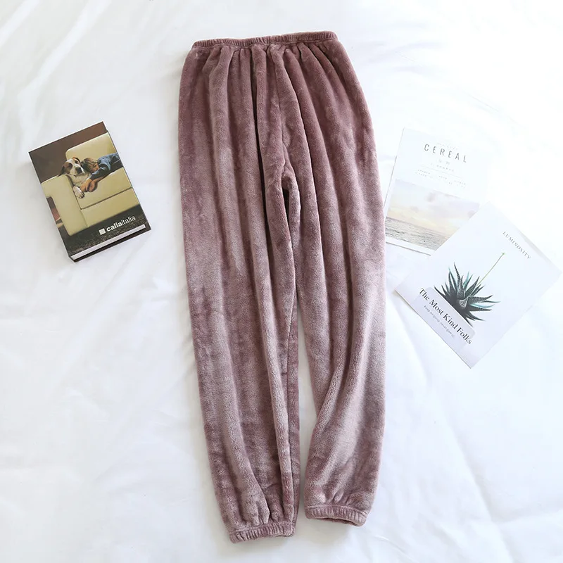 

New Autumn Winter Coral Velvet Pajamas Women Lazy Pant Flannel Thick Warm Leisure Home Clothes Comfortable Sleepwear Bottoms