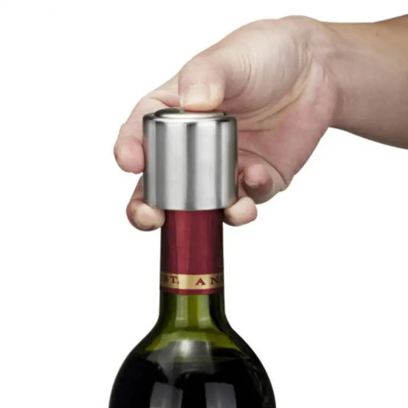 

Stainless Steel Vacuum Sealed Red Wine Storage Bottle Stopper Plug Bottle Cap Opener Wine Tool Free Shipping