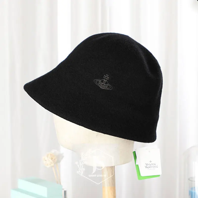 

2021 New Saturn Embroidery Bucket Hats Shade Dome Street Fashion Sun Hats 100% Wool Caps for Tourism Outdoor