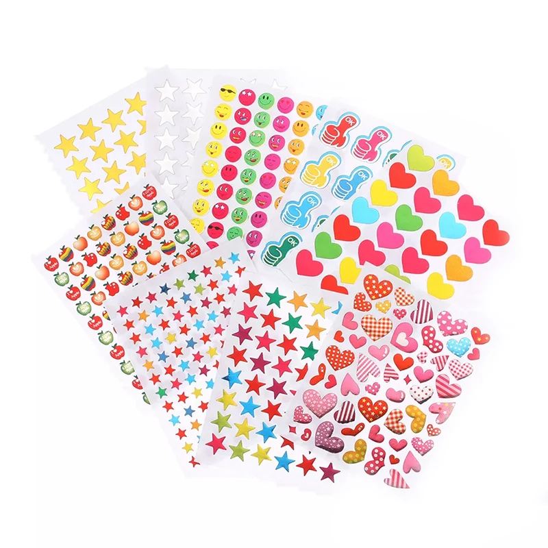 

10 Sheet Cute Smile Face Little Heart Stickers Reward Stickers Encouragement Praise Sticker For Kids Motivational Star Labels