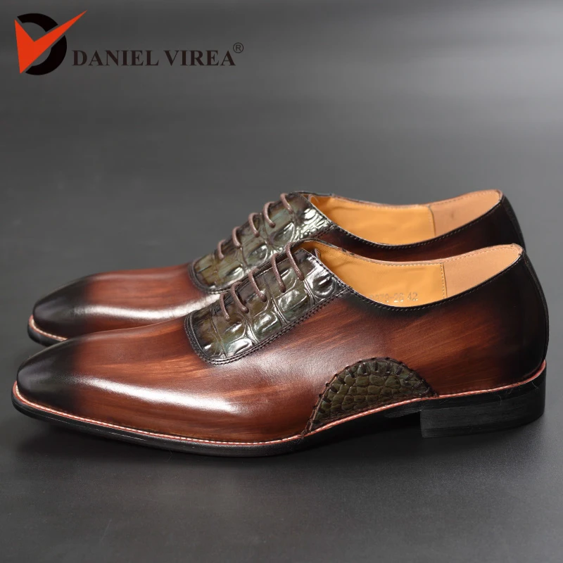 Туфли мужские классические кожаные на шнуровке заостренный носок оксфорды для