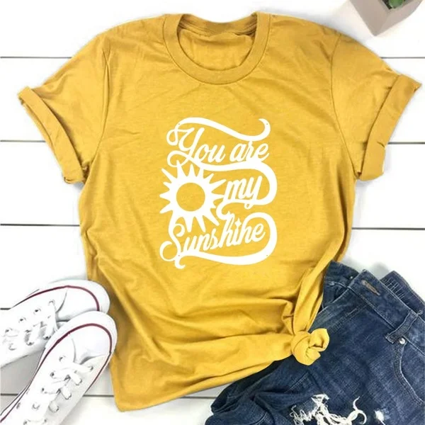 Женская футболка с принтом You Are My Sunshine Повседневная летняя модная коротким