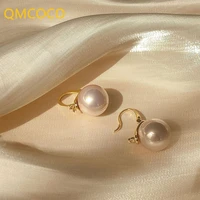 qmcoco silver color 2021 new pearl drop earring for woman fashion elegance romantic temperament handmade fine jewelry gifts