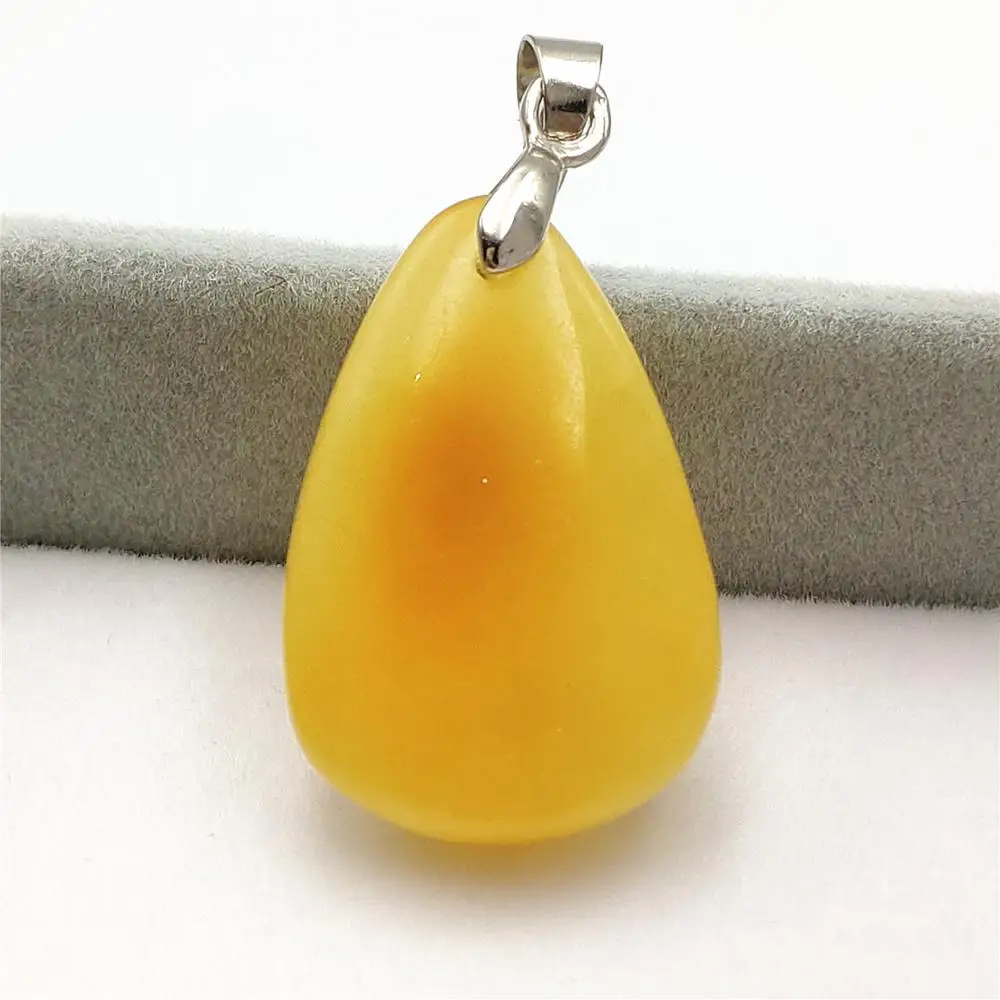 Ожерелье женское в форме прямоугольника из натурального желтого янтарного камня