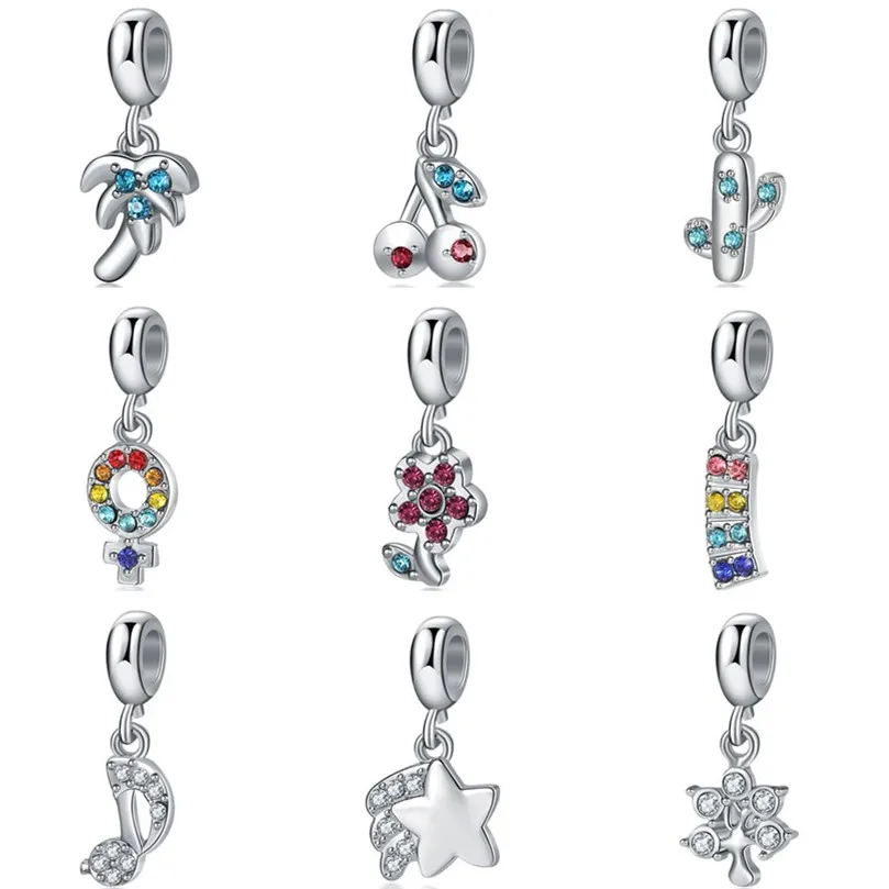 Лидер продаж Цвет Серебряный обезьяна цветы вишни Подвески в виде сердца бусины