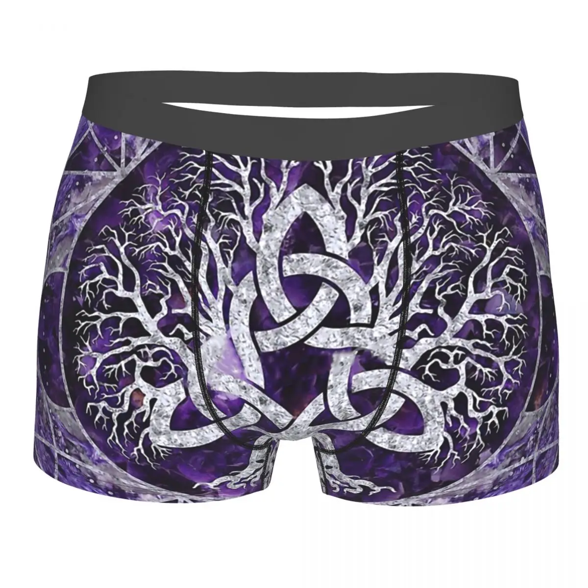 Vikings Men's Panties Tree Of Life With Triquetra Amethyst And Silver Men Boxer Underwear Cotton for Male Large Size Lot Soft