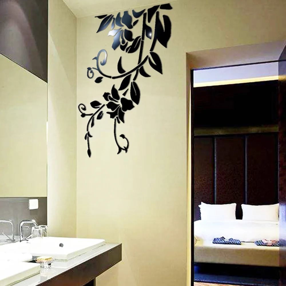 Креативные Круглые акриловые Кристальные зеркальные наклейки на стену DIY 3D