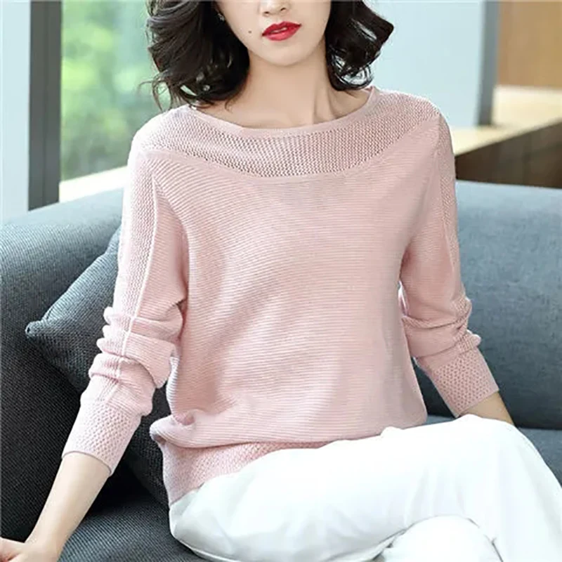 Шикарный вязаный пуловер с вырезами и длинным рукавом женские корейские