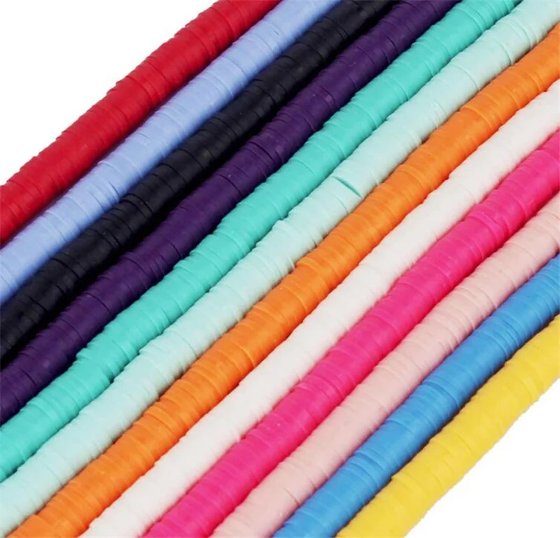 

New 6mm Flat Round Handmade Polymer Clay Beads Spacers Loose Disc Bead for Jewelry Making Findings DIY