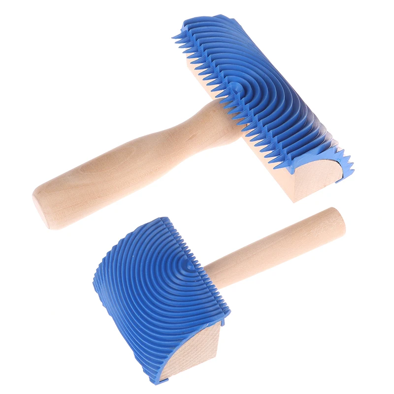 

1Pcs Good Quality Blue Wood Grain Tool Wood Handle Rubber Paint Roller DIY Pattern Wall Painting New