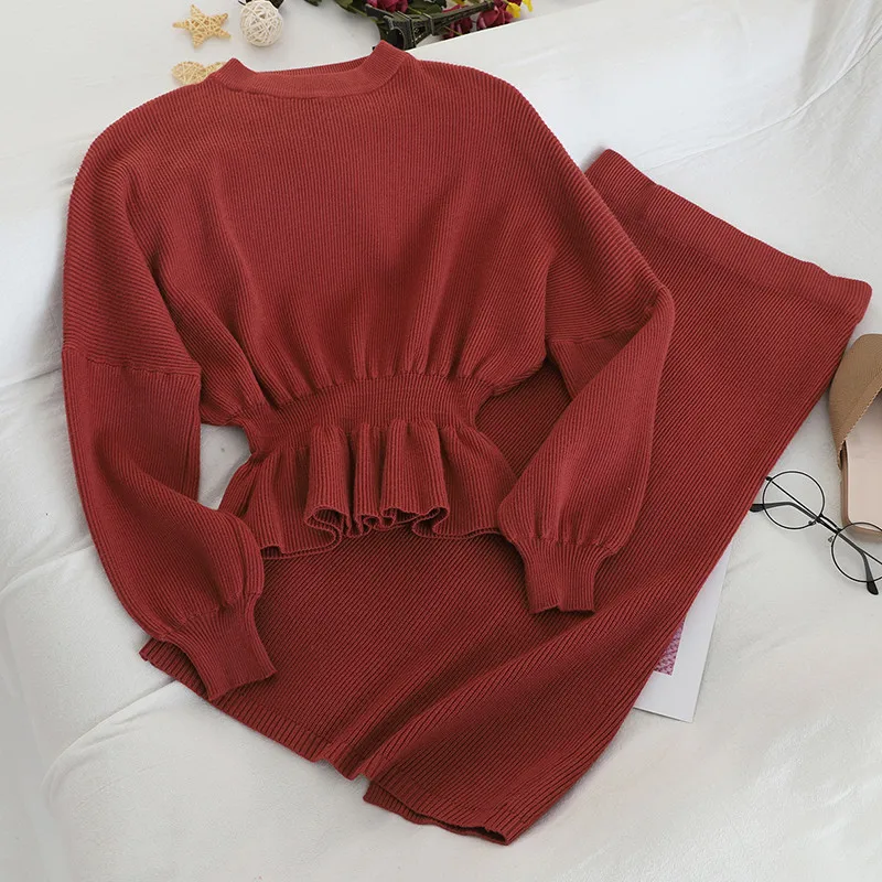 Осень зима сладкий темперамент Женский комплект новая мода талия тонкий свитер