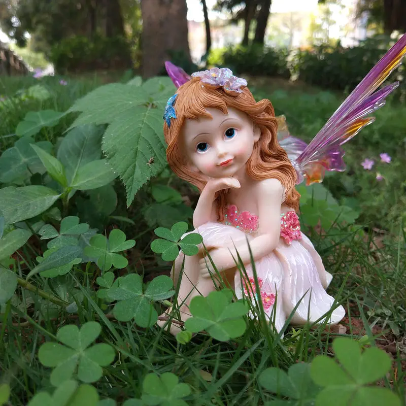 American Cute Flower Fairy Resin Accessories Outdoor Garden Landscape Sculpture Crafts Courtyard Country Park Figurines Decor