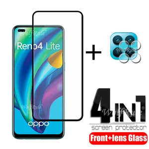 4 in 1 for oppo reno 4 lite glass for oppo reno 4 litetempered glass full glue screen protector for oppo reno 4 lite lens glass free global shipping