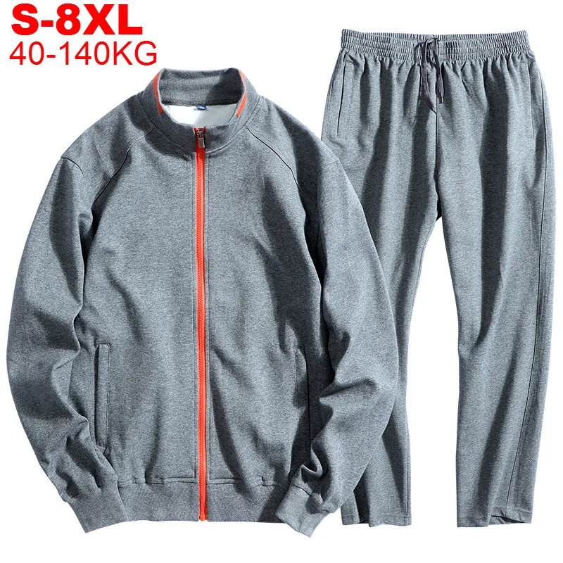 

Large Size 8xl 7xl Men's Sportwear Suit Sweatshirt Tracksuit Men Casual Active Zipper Sweatsuit Set Outwear Jacket+pants Sets