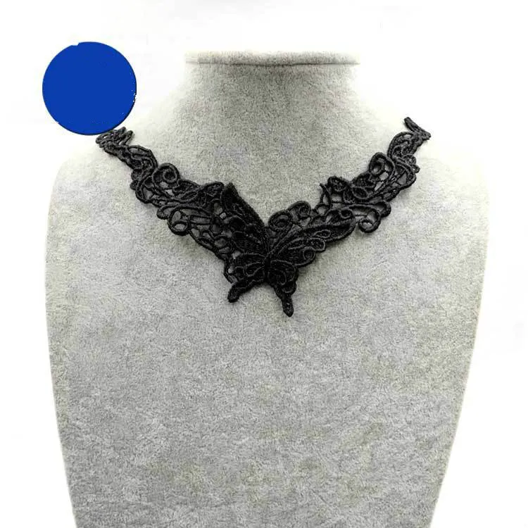 1pc DIY Multilayer Embroidery black Lace butterfly Neckline Collar Applique water-soluble Sewing on Patches fake detachable Acc |