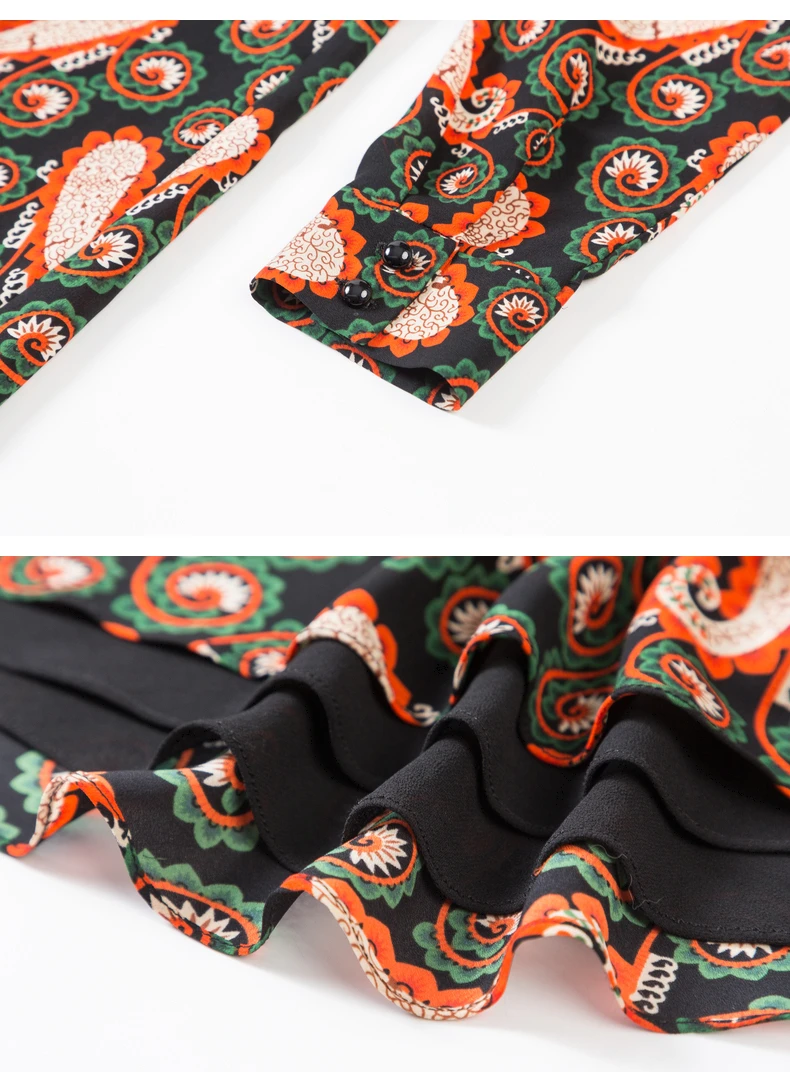 

Shirt Dress SPring Women Chiffon Skirt Unique Printing Summer Casual Soft Wear Female