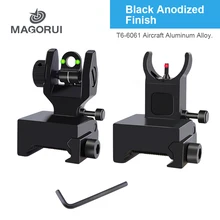 Magorui Fiber Optics Flip Up Iron Sight Front & Rear Fiber Sights Back Up Sight Tactical Sights Fit Picatinny Weaver Rail