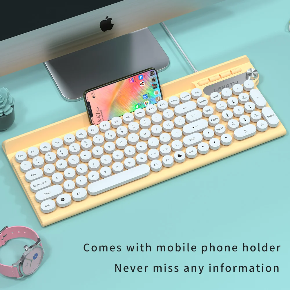 

Игровая USB-клавиатура, проводная, водонепроницаемая, 102 клавиш, с рифлеными клавишами, бесшумная, L3 клавиатура для рабочего стола