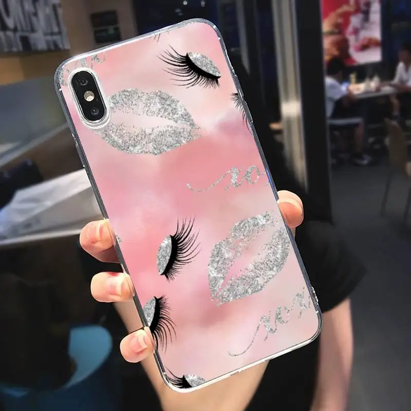 

Eyelash Makeup Lip sexy pattern Phone Case Transparent soft For iphone 5 5s 5c se 6 6s 7 8 11 12 plus mini x xs xr pro max