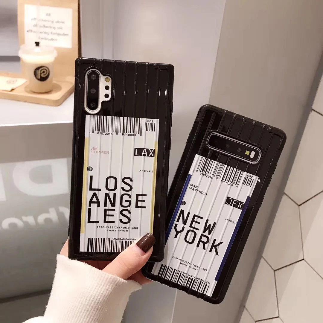 Нью-Йорк Лос-Анджелеса авиабилетов 3D багажник чехол для samsung Galaxy S8 S9 S10 Plus Note 9 10