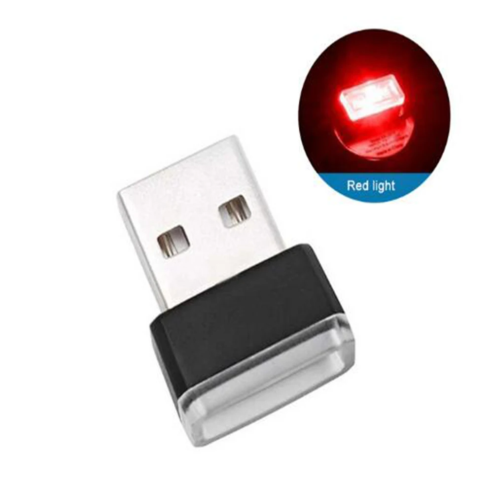 Красный Мини USB светильник светодиодный модельный автомобильный окружающий светильник неоновый интерьерный светильник Автомобильные украшения(7 цветов на светильник - Испускаемый цвет: Красный