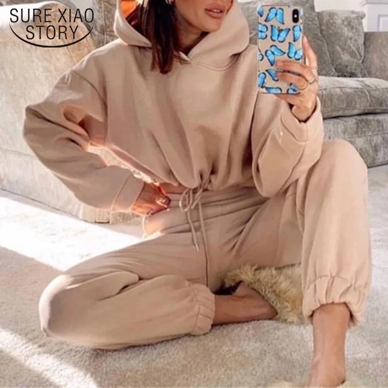 

Sports 2 Pieces Set Sweatshirts Gym Pullover Hoodies Suit Outfits Solid Casual Tracksuit Athletics Home Sweatpants Shorts 17150