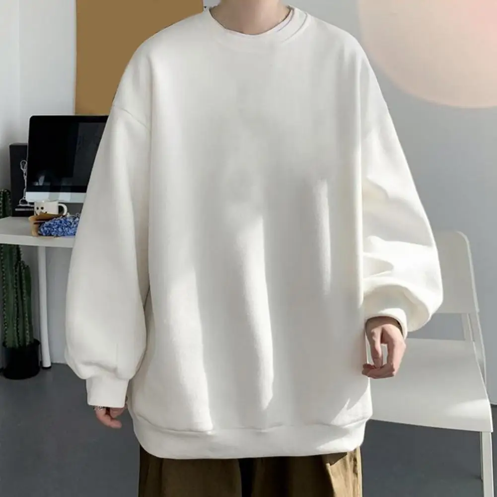 

Basic Top Streetwear Student Sweatshirt Pullover Solid Color O Neck Plus Size Simple Men Top for Men Sweatshirts 2021 M-4XL