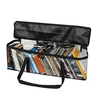 transparent storage bag home carrying bag media holder case with handles double head zipper for dvd cd video game book