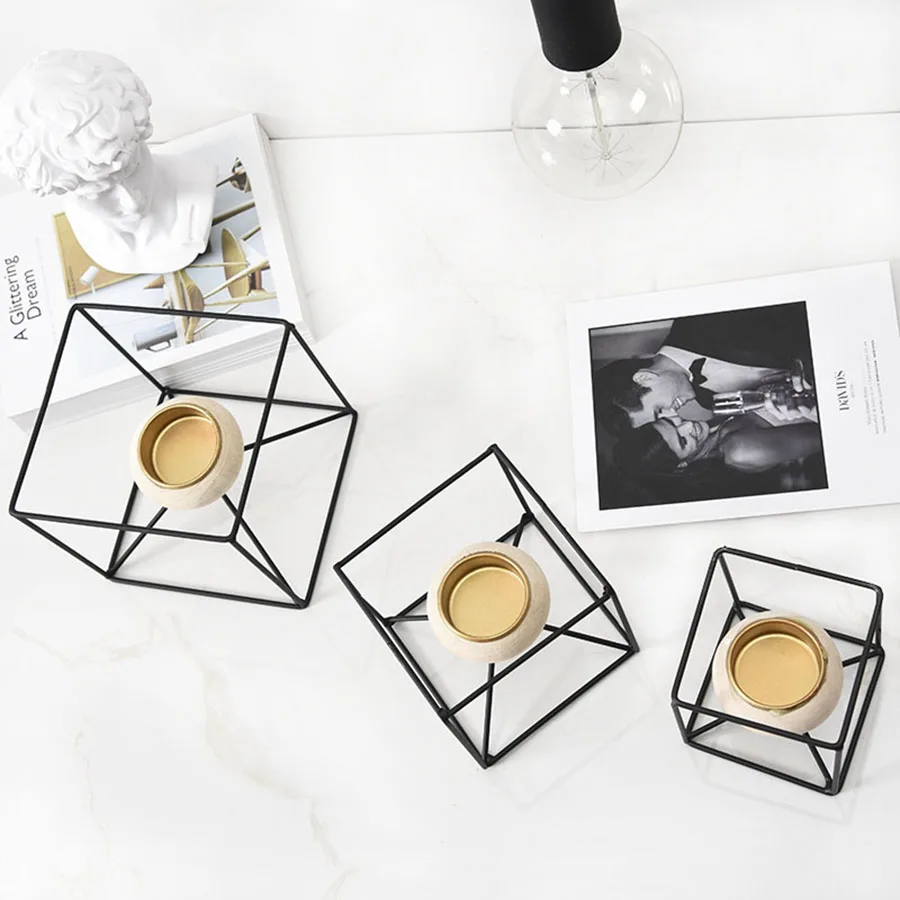 Креативные подсвечники в скандинавском стиле из кованого железа для гостиной