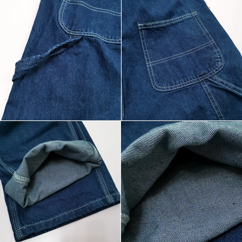 Мужские свободные джинсовые комбинезоны брюки с широкими штанинами и карманами