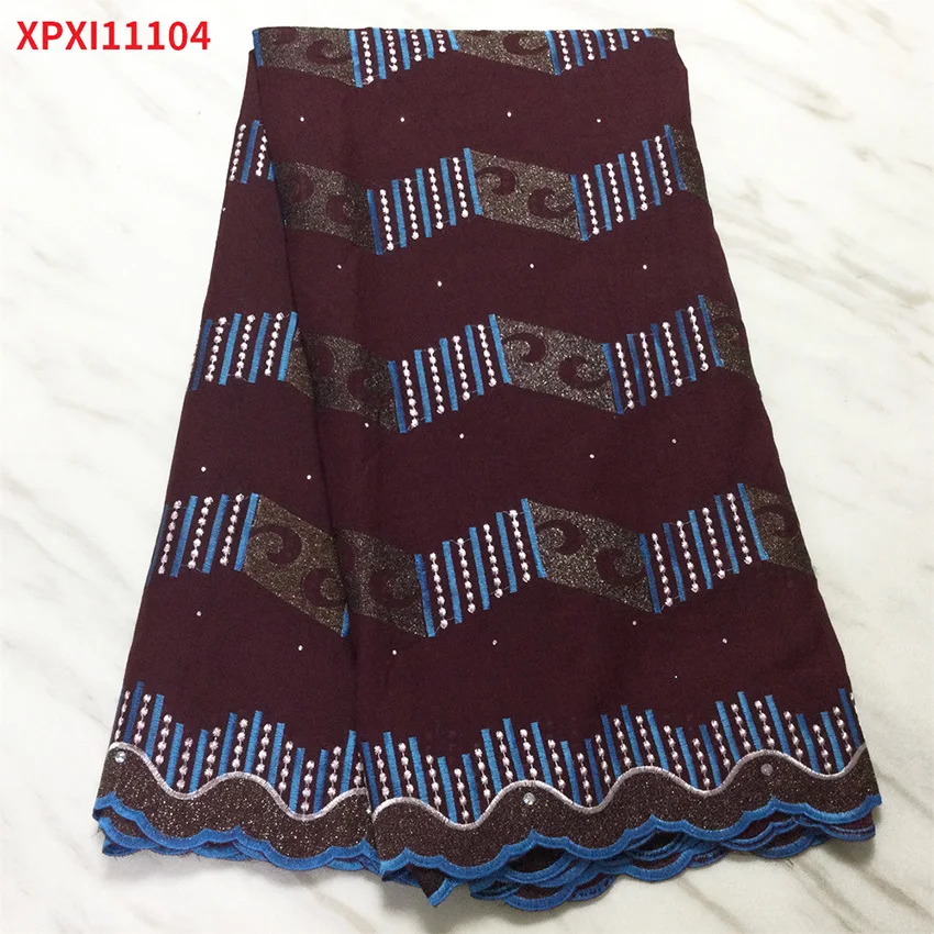 

Fashion Undulating moon pattern african cotton lace fabric with stones XPX10