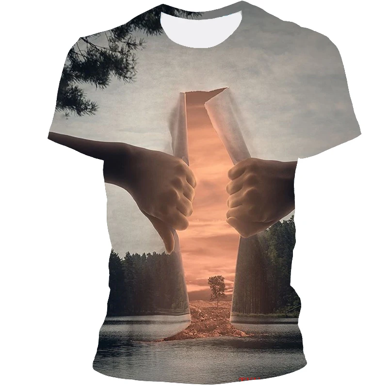

New Landscape Apple Men's Print T-Shirt Young Men And Women Cool Style 3dt Shirt Summer Short-Sleeved Oversized Top