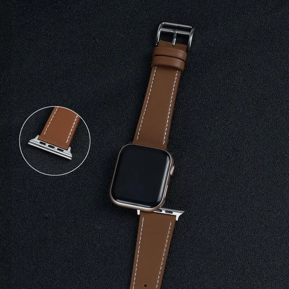 Ремешок из ПУ кожи для iWatch 40 мм 44 спортивный браслет один тур Apple watch 42 38 Series 1 2 3 4 5 6