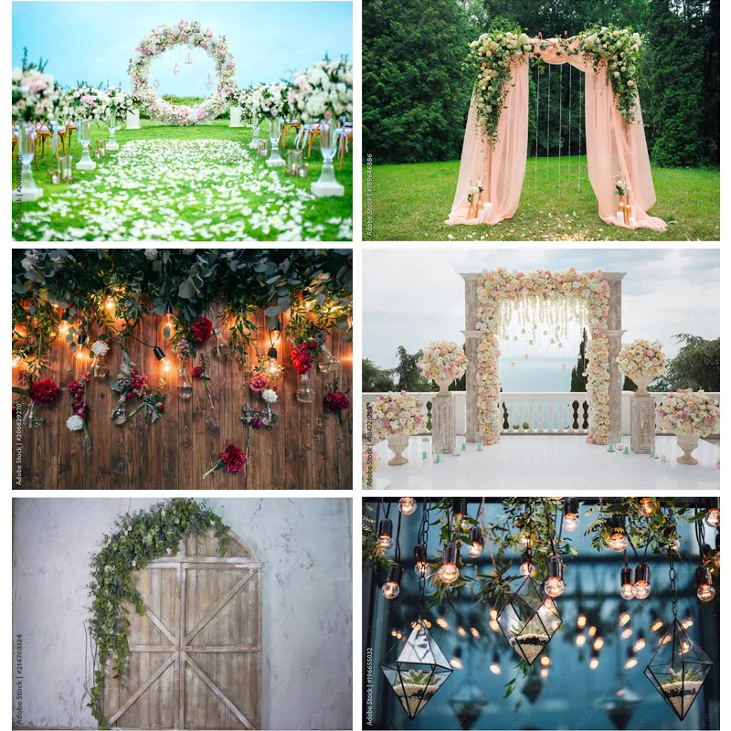 

Vinyl Custommade Wedding Photography Backdrops Flower Wall Forest Danquet Theme Photo Background Studio Props 21126 HL-05