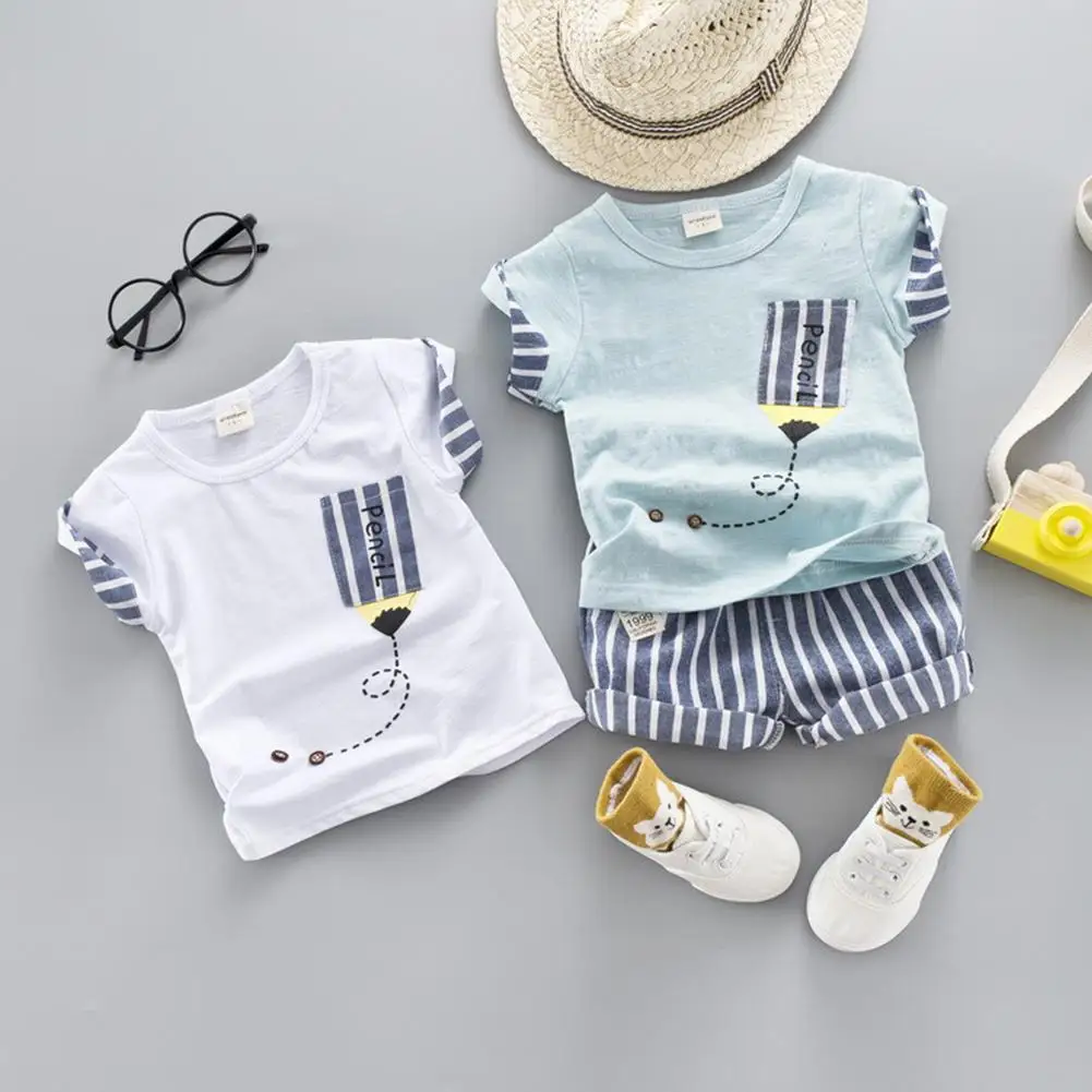 2 шт./компл. летний костюм для мальчиков от 1 до 3 лет спортивный с короткими